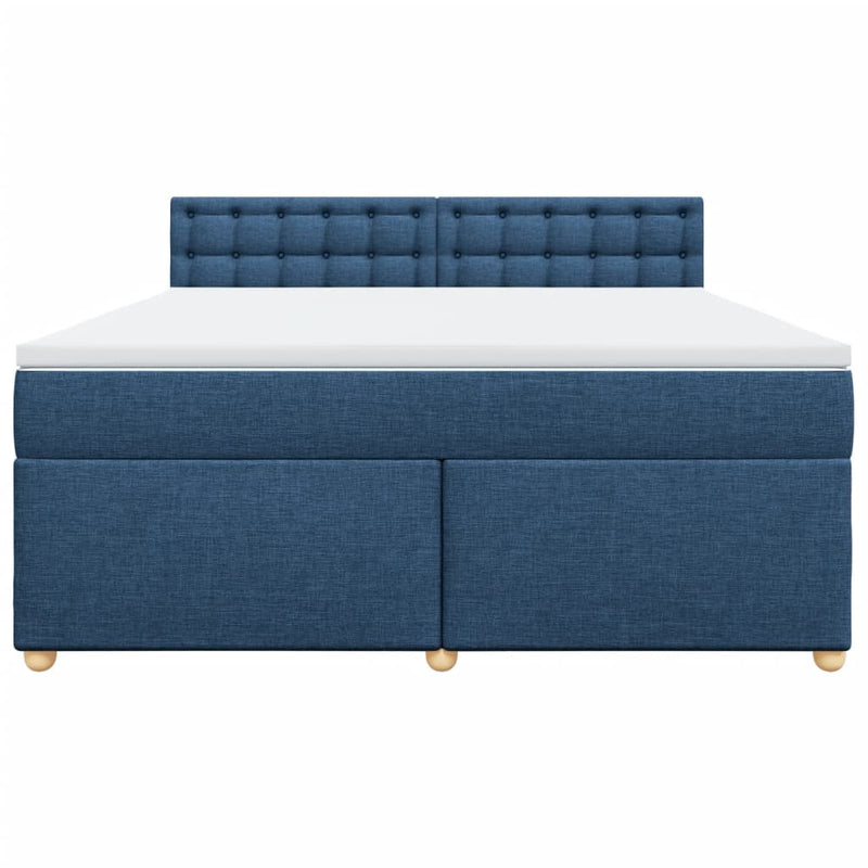 Pat box spring cu saltea, albastru, 180x200 cm, material textil