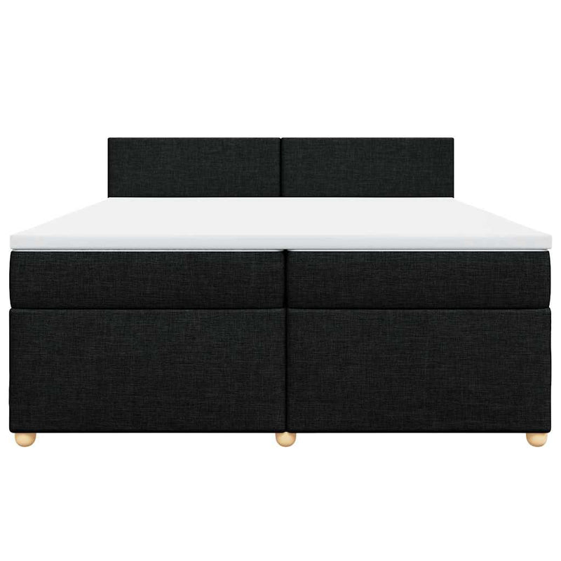 Pat box spring cu saltea, negru, 200x200 cm, textil