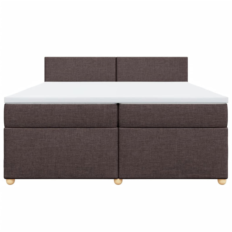 Pat box spring cu saltea, maro închis, 200x200 cm, textil