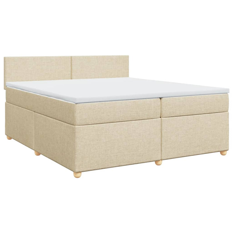 Pat box spring cu saltea, crem, 200x200 cm, textil