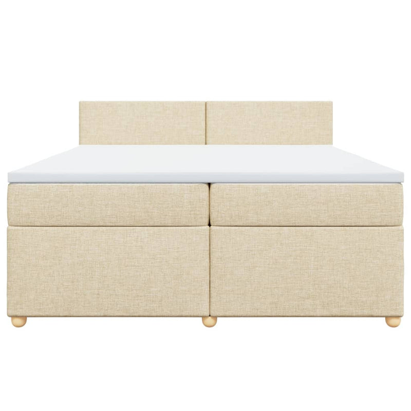 Pat box spring cu saltea, crem, 200x200 cm, textil