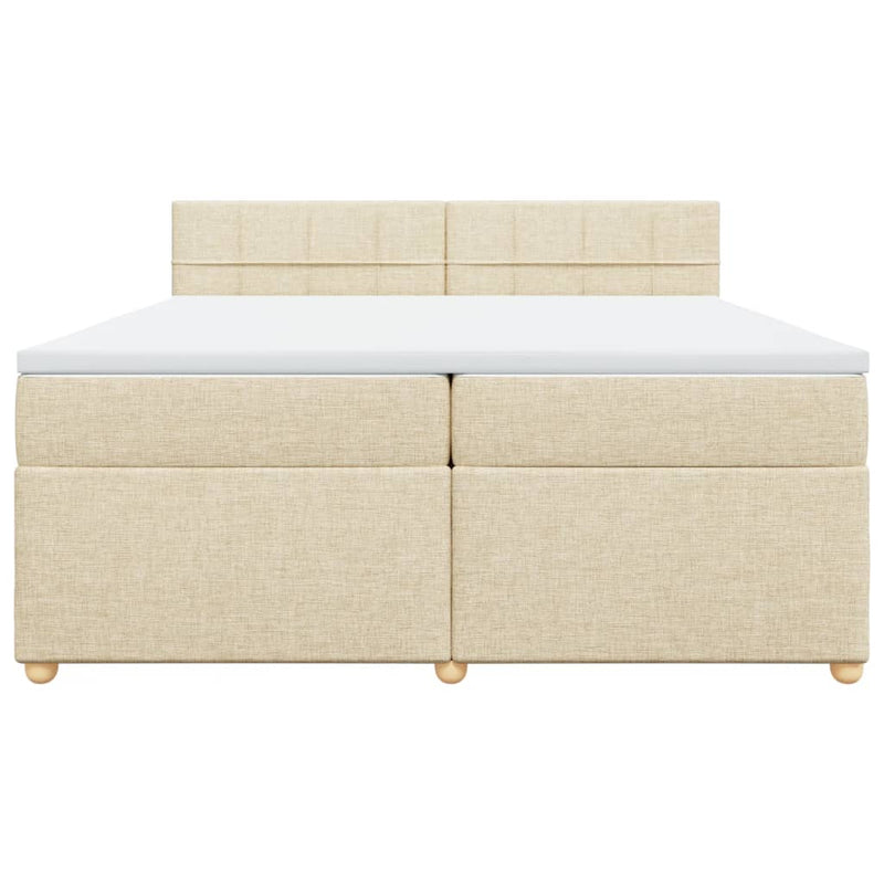 Pat box spring cu saltea, crem, 200x200 cm, textil