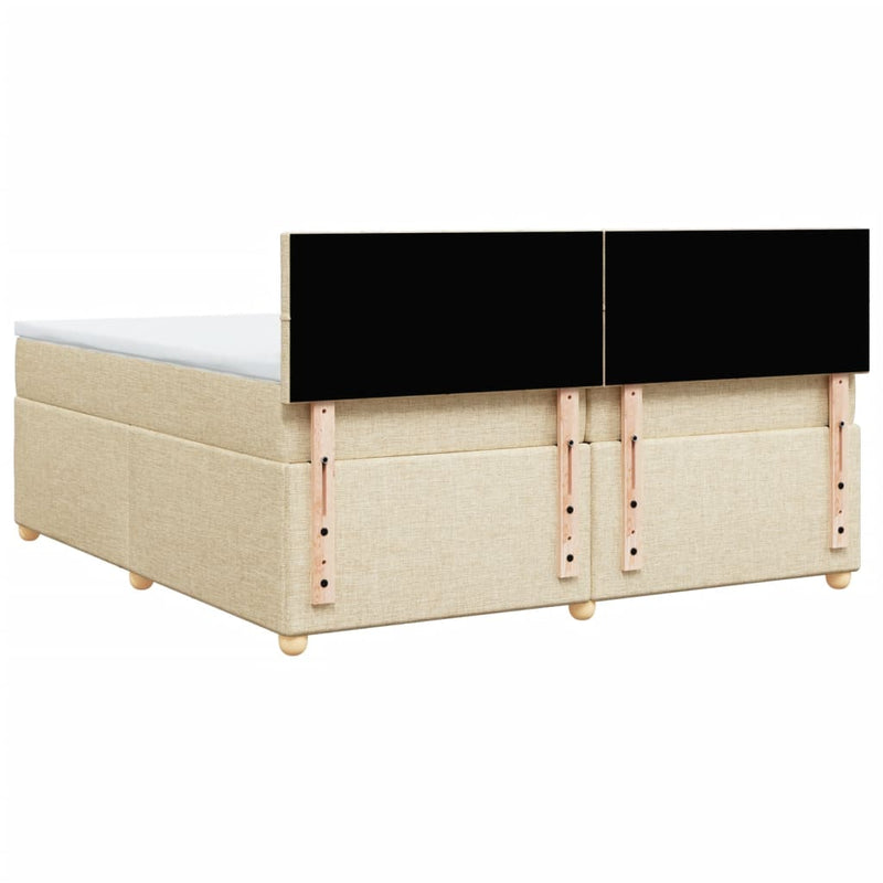 Pat box spring cu saltea, crem, 200x200 cm, textil