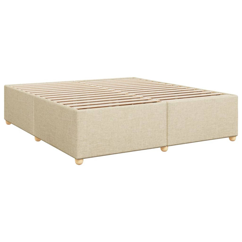 Pat box spring cu saltea, crem, 200x200 cm, textil