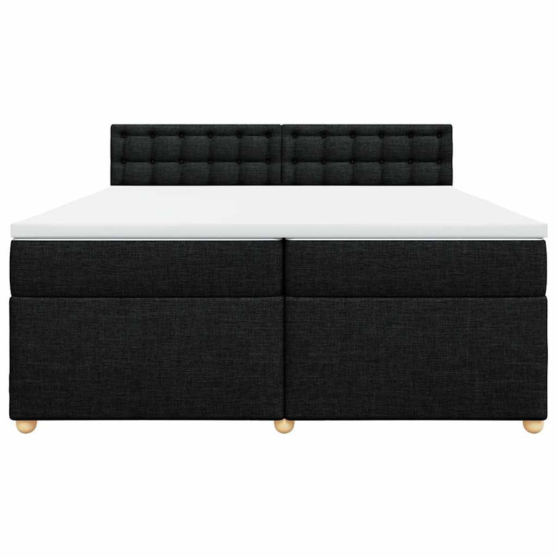 Pat box spring cu saltea, negru, 200x200 cm, textil