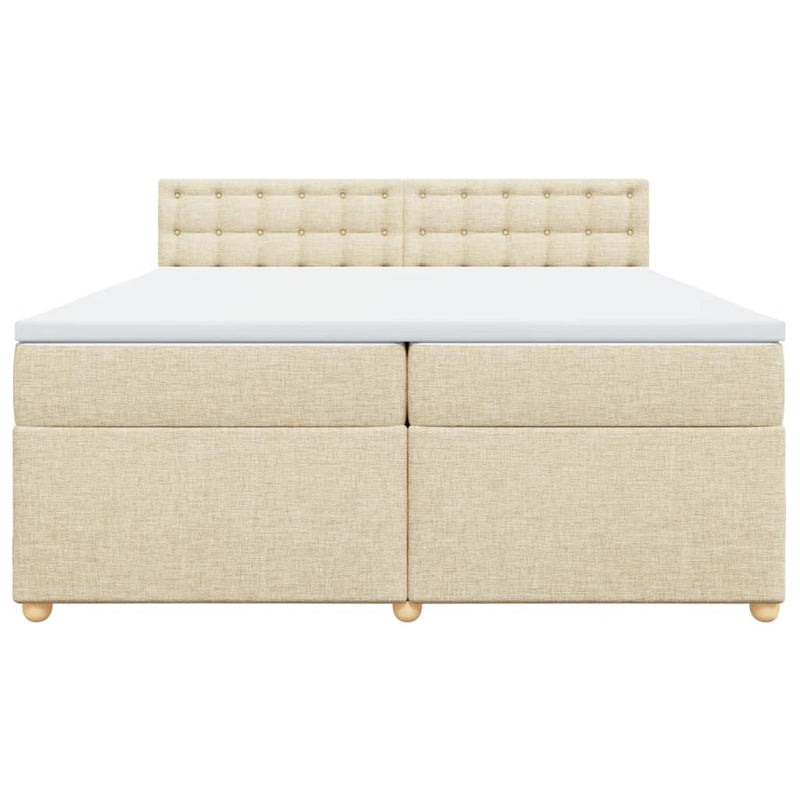 Pat box spring cu saltea, crem, 200x200 cm, textil