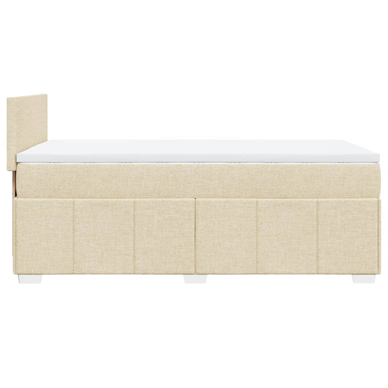 Pat box spring cu saltea, crem, 80x200 cm, textil