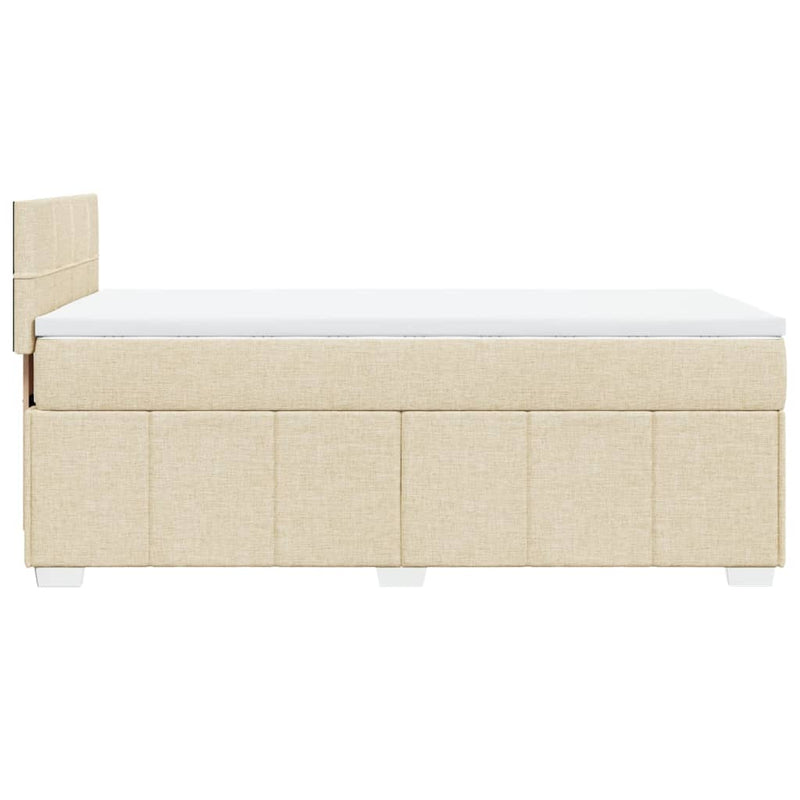 Pat box spring cu saltea, crem, 80x200 cm, textil