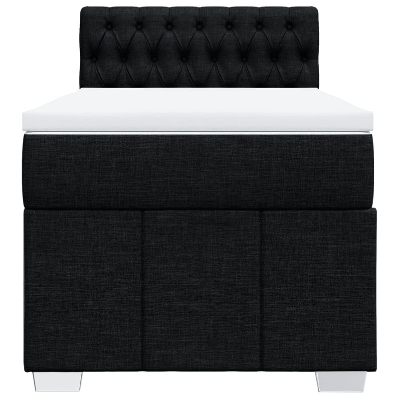 Pat box spring cu saltea, negru, 80x200 cm, textil