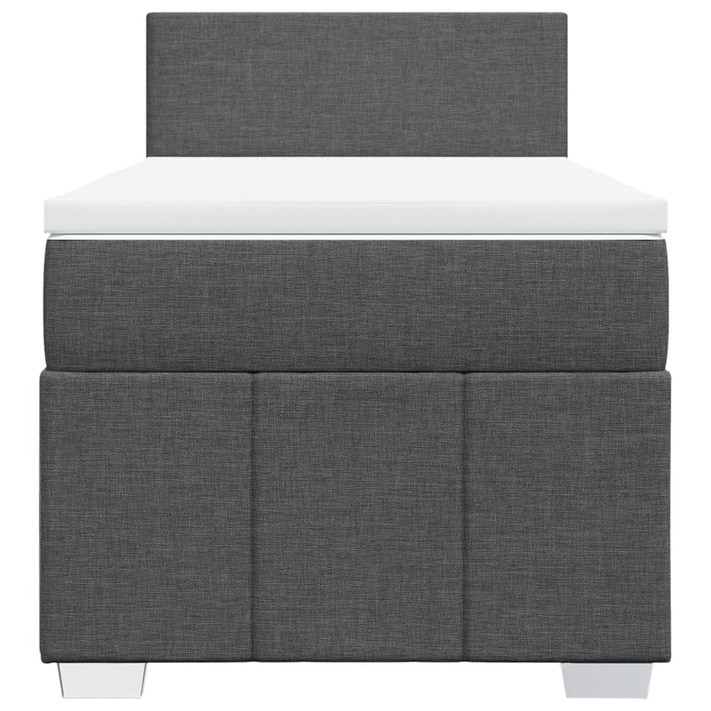 Pat box spring cu saltea, gri închis, 90x190 cm, textil