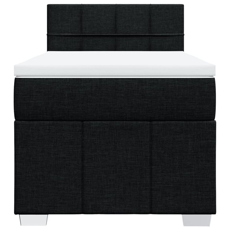 Pat box spring cu saltea, negru, 90x190 cm, textil