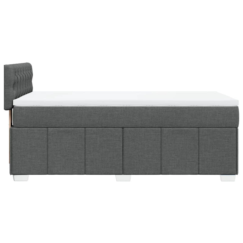 Pat box spring cu saltea, gri închis, 90x190 cm, textil