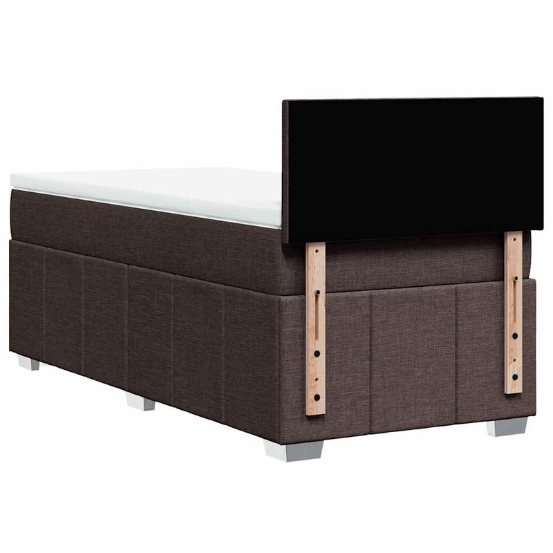 Pat box spring cu saltea, maro închis, 90x200 cm, textil