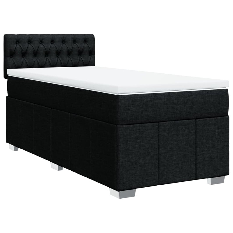 Pat box spring cu saltea, negru, 90x200 cm, textil