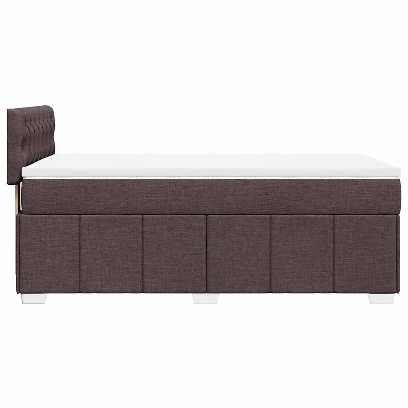Pat box spring cu saltea, maro închis, 90x200 cm, textil