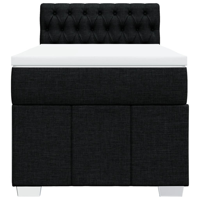 Pat box spring cu saltea, negru, 100x200 cm, textil
