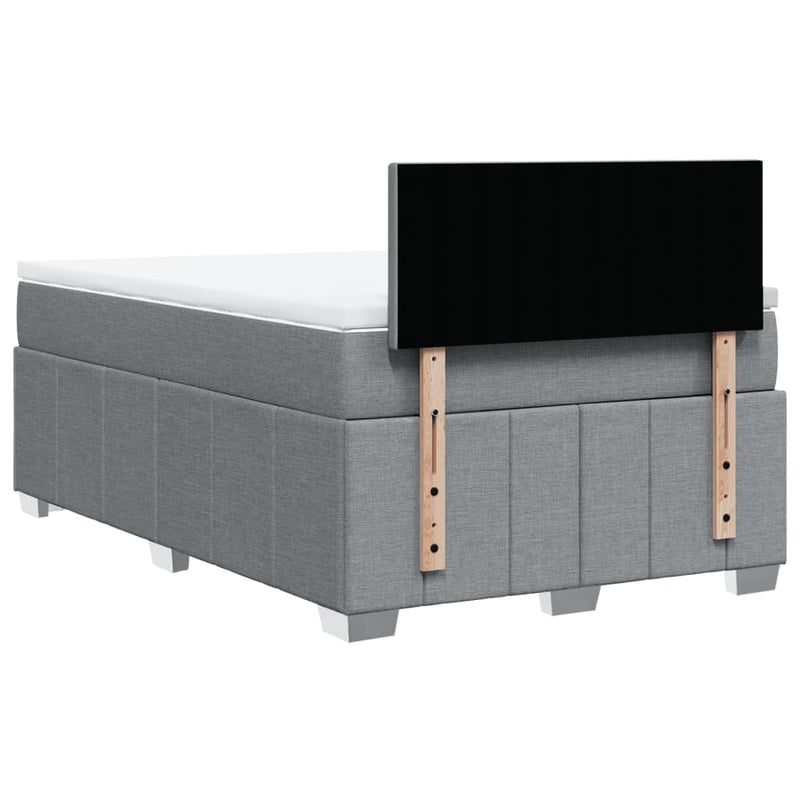 Pat box spring cu saltea, gri deschis, 120x190 cm, textil