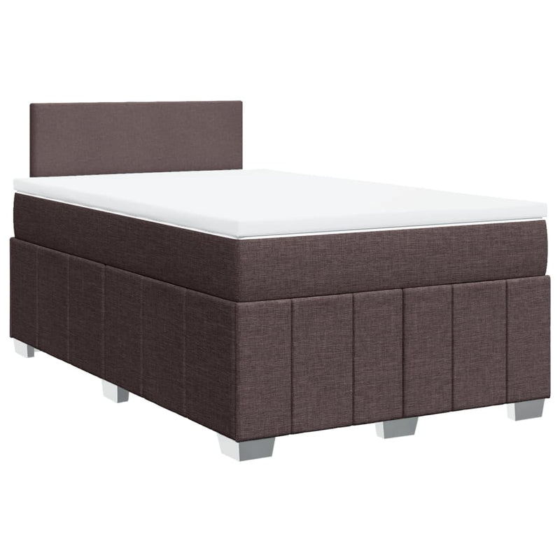 Pat box spring cu saltea, maro închis, 120x190 cm, textil