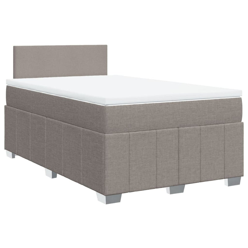 Pat box spring cu saltea, taupe, 120x190 cm material textil