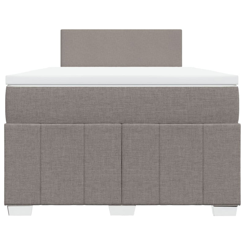 Pat box spring cu saltea, taupe, 120x190 cm material textil