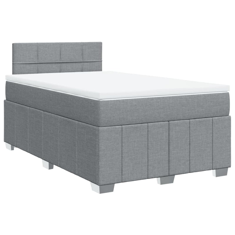 Pat box spring cu saltea, gri deschis, 120x190 cm, textil