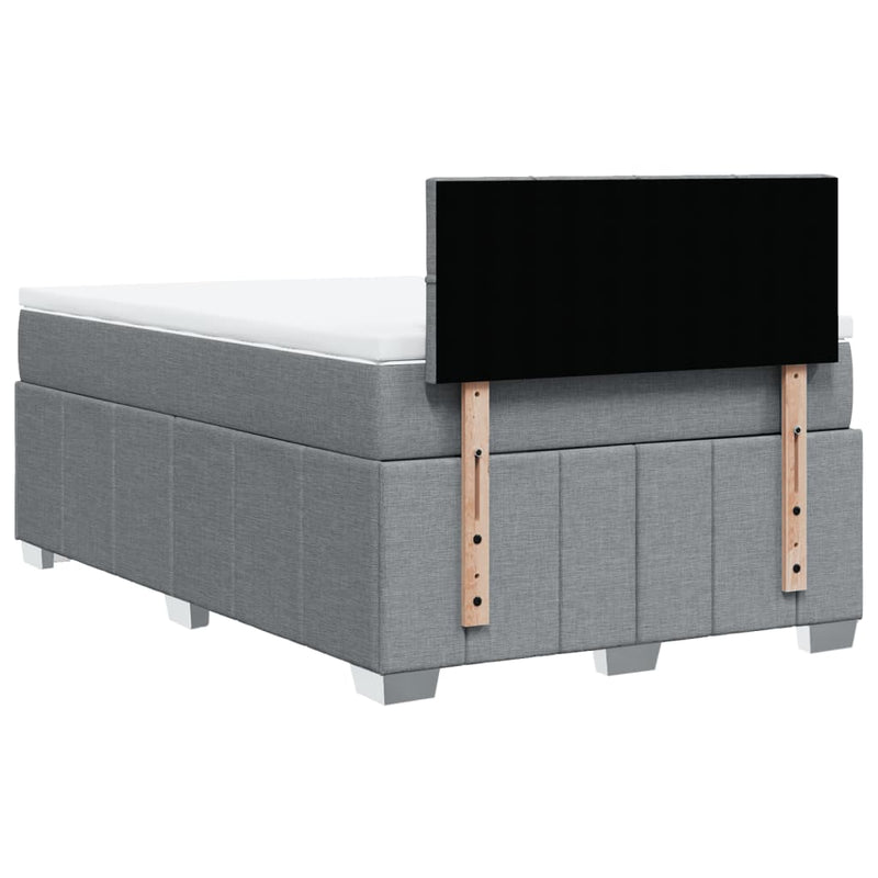 Pat box spring cu saltea, gri deschis, 120x190 cm, textil