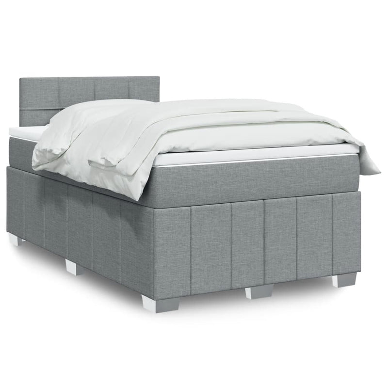 Pat box spring cu saltea, gri deschis, 120x190 cm, textil