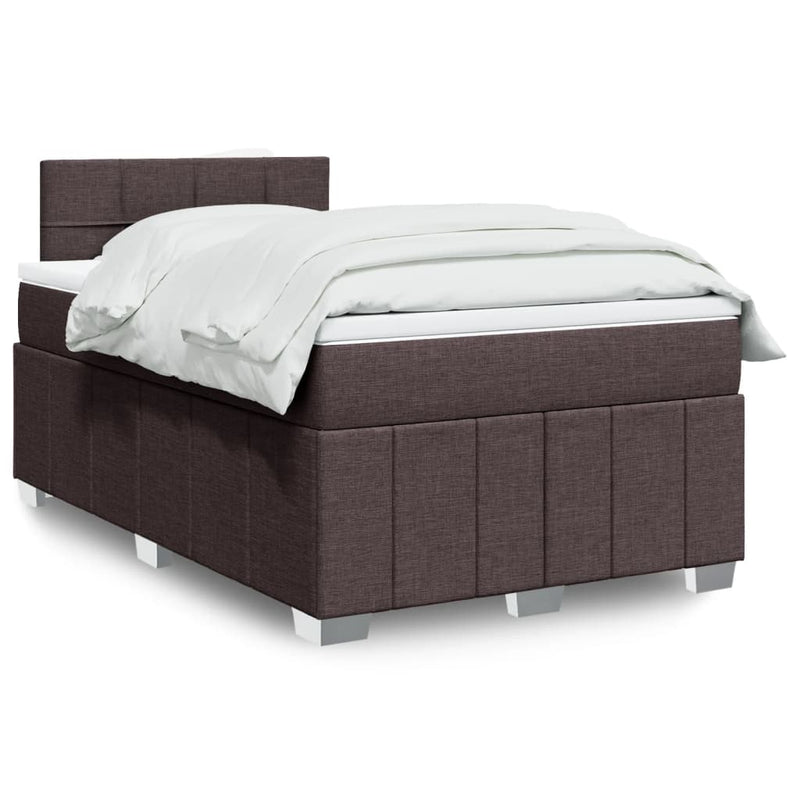 Pat box spring cu saltea, maro închis, 120x190 cm, textil