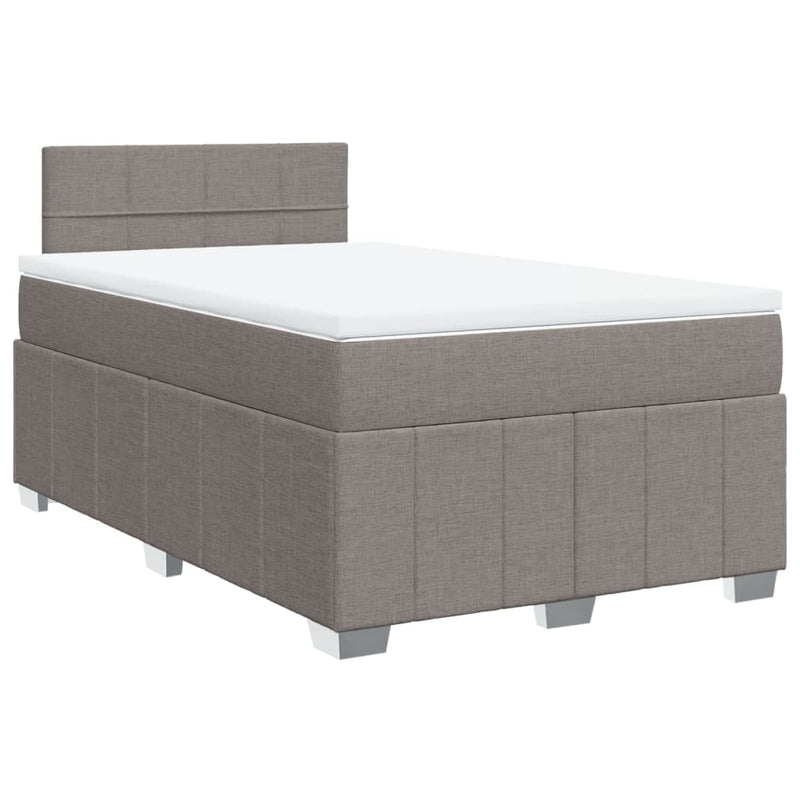 Pat box spring cu saltea, taupe, 120x190 cm material textil