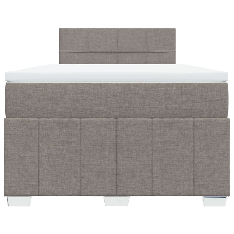 Pat box spring cu saltea, taupe, 120x190 cm material textil