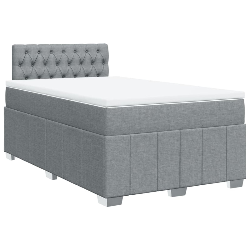 Pat box spring cu saltea, gri deschis, 120x190 cm, textil