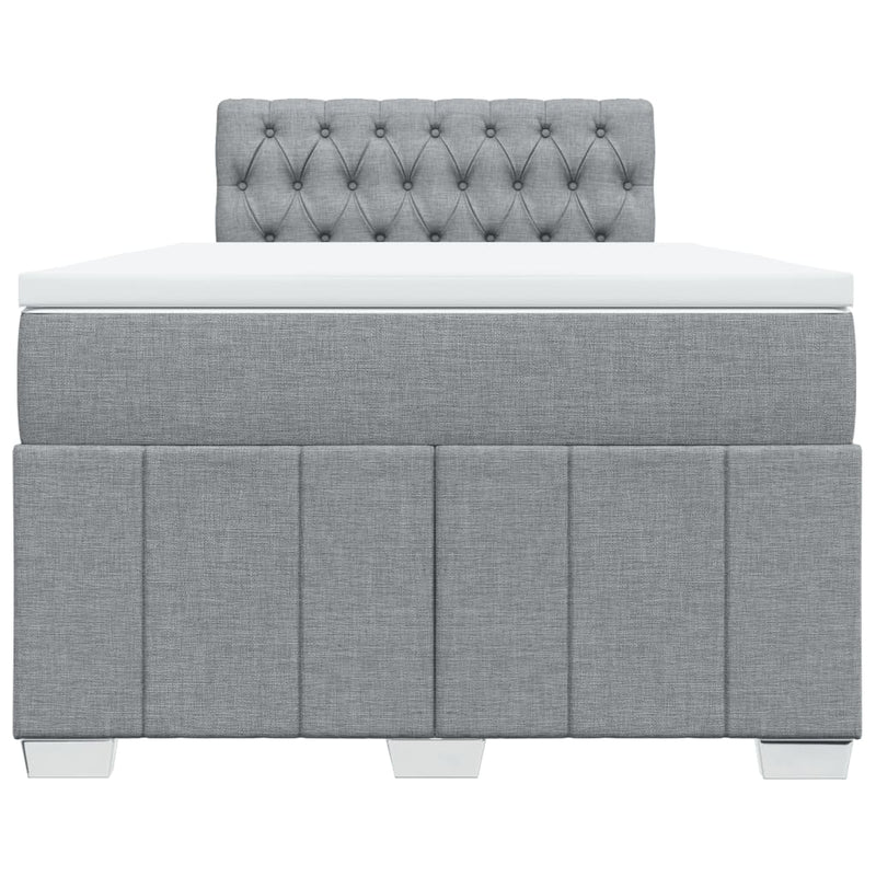 Pat box spring cu saltea, gri deschis, 120x190 cm, textil