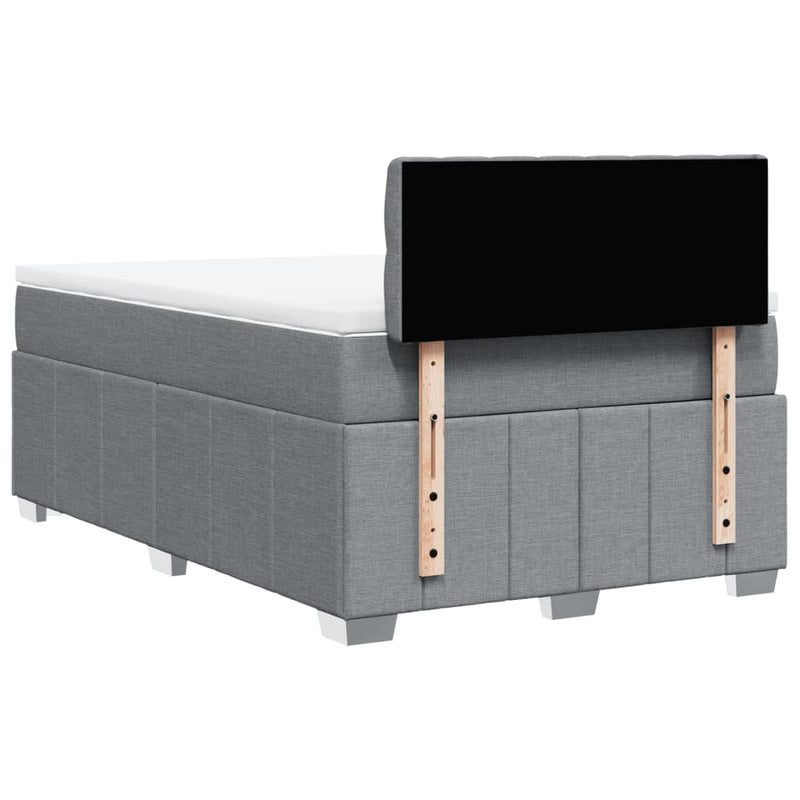 Pat box spring cu saltea, gri deschis, 120x190 cm, textil