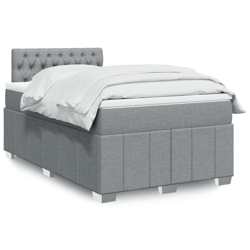Pat box spring cu saltea, gri deschis, 120x190 cm, textil