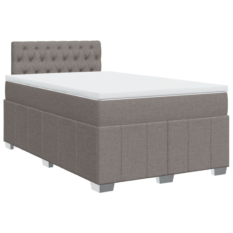 Pat box spring cu saltea, taupe, 120x190 cm material textil