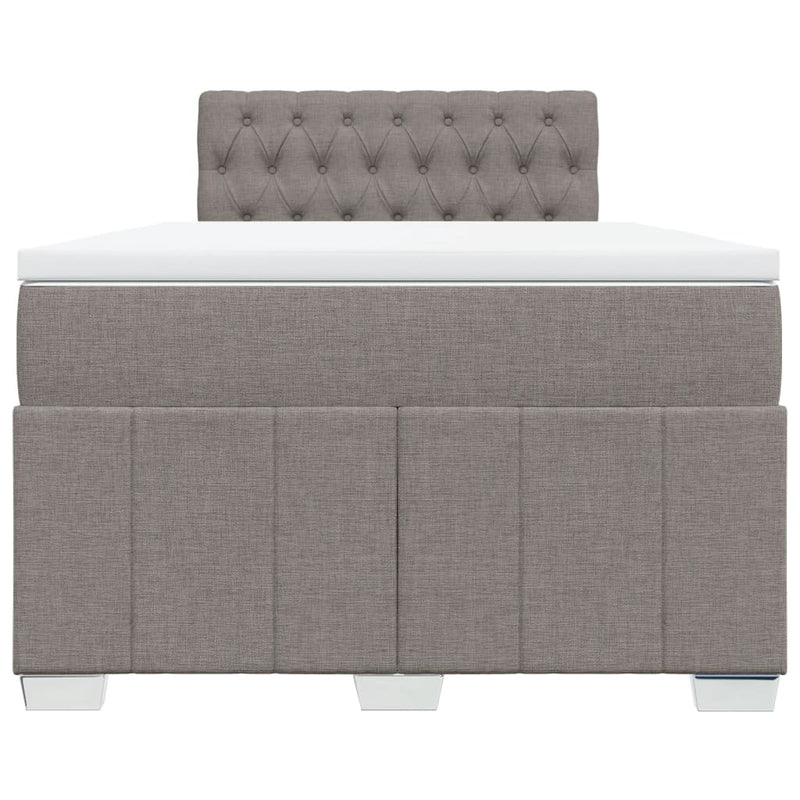 Pat box spring cu saltea, taupe, 120x190 cm material textil