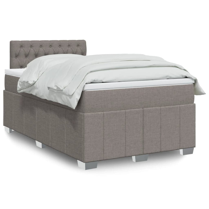 Pat box spring cu saltea, taupe, 120x190 cm material textil