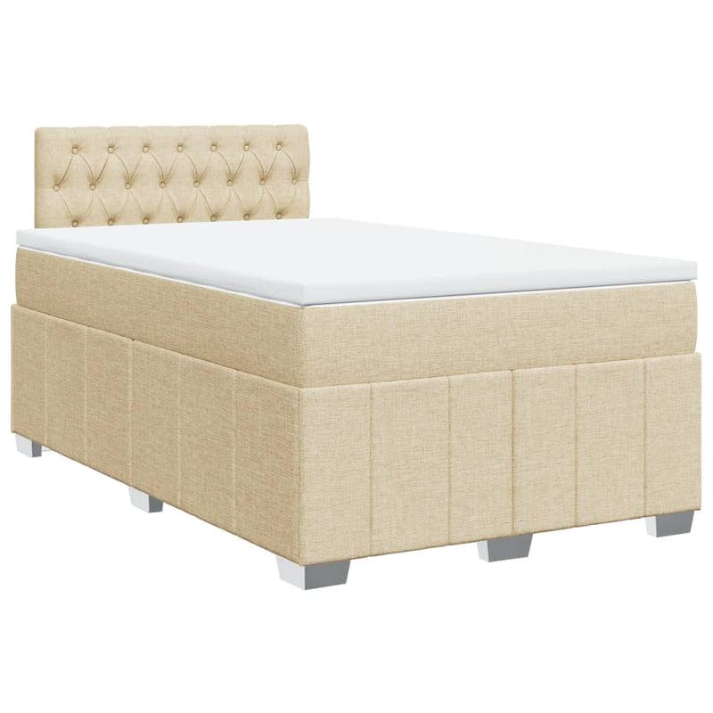 Pat continental cu saltea, crem, 120x190 cm, textil