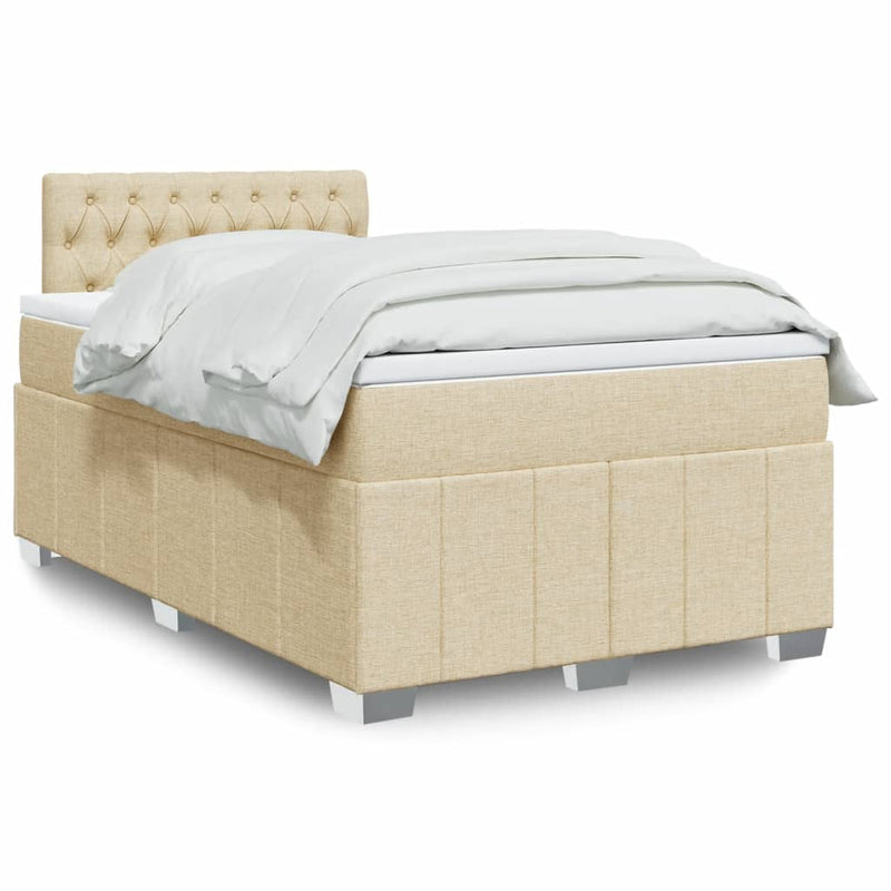 Pat continental cu saltea, crem, 120x190 cm, textil