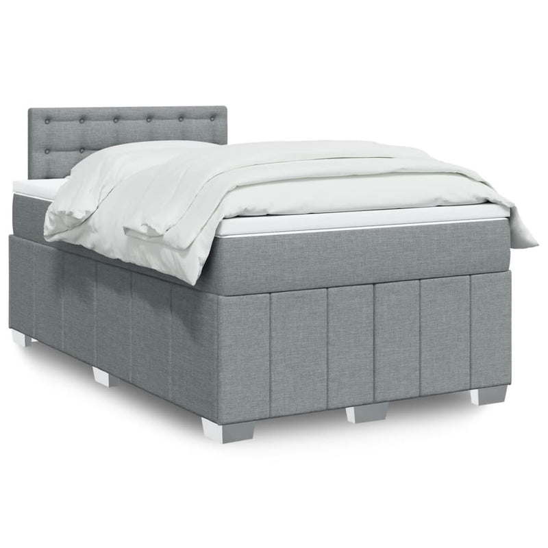 Pat box spring cu saltea, gri deschis, 120x190 cm, textil