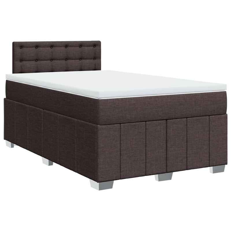 Pat box spring cu saltea, maro închis, 120x190 cm, textil
