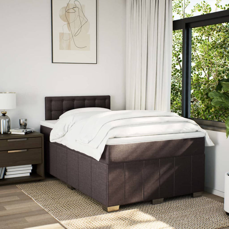 Pat box spring cu saltea, maro închis, 120x190 cm, textil