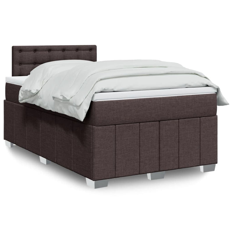 Pat box spring cu saltea, maro închis, 120x190 cm, textil
