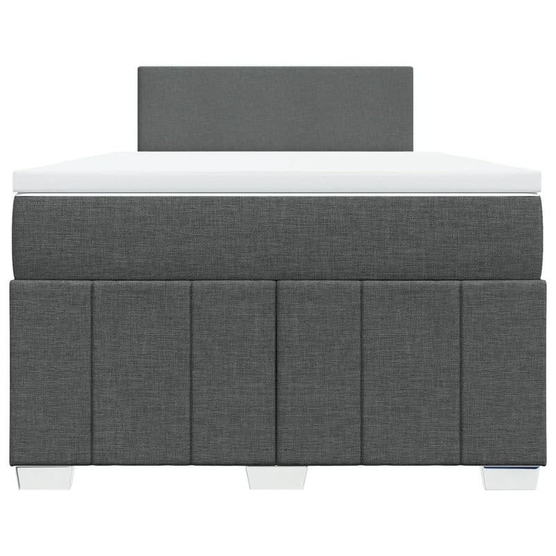 Pat box spring cu saltea, gri închis, 120x200 cm, textil