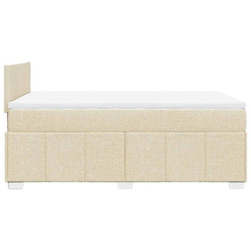 Pat box spring cu saltea, crem, 120x200 cm, textil