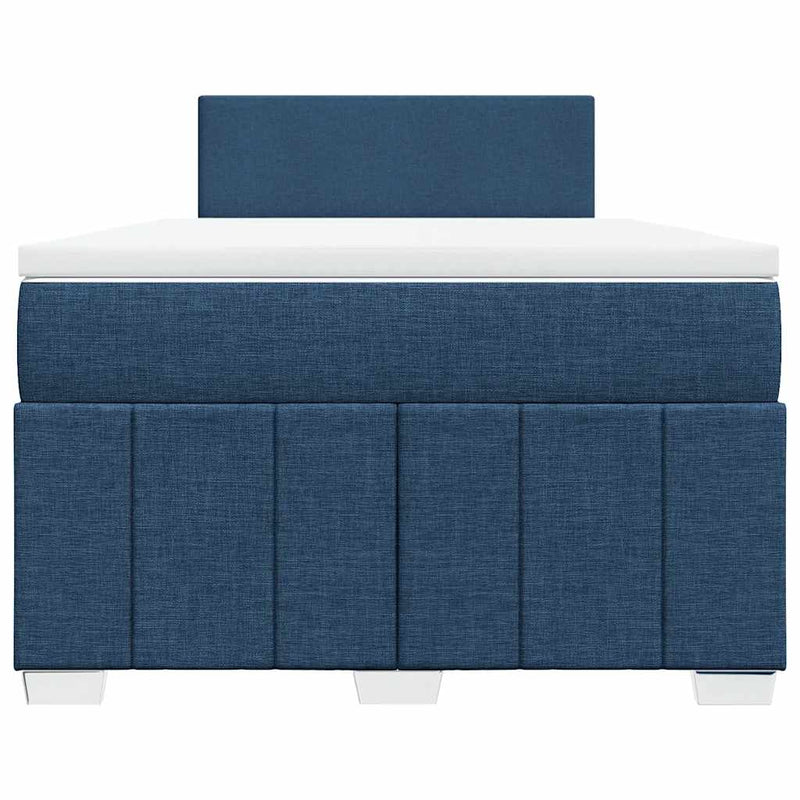 Pat box spring cu saltea, albastru, 120x200 cm, textil