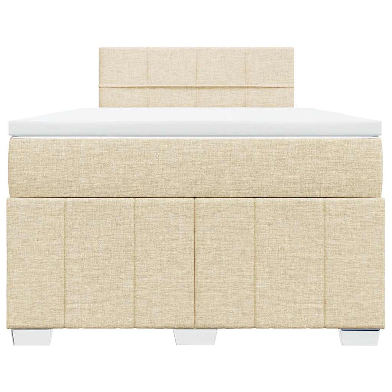 Pat box spring cu saltea, crem, 120x200 cm, textil