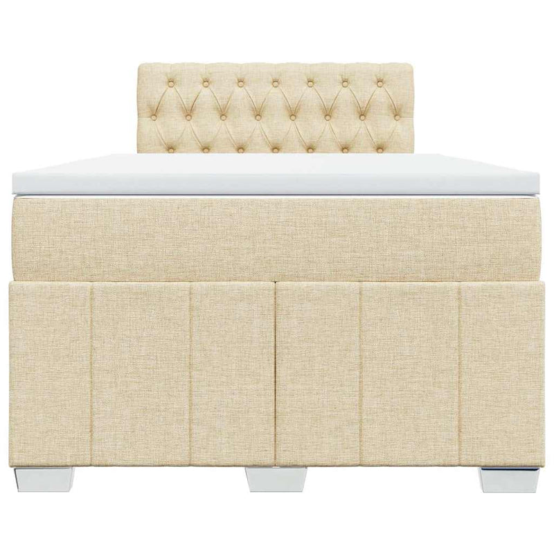 Pat box spring cu saltea, crem, 120x200 cm, textil