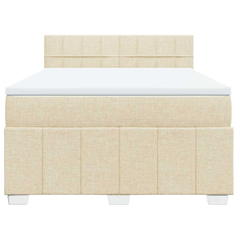 Pat box spring cu saltea, crem, 140x200 cm, textil