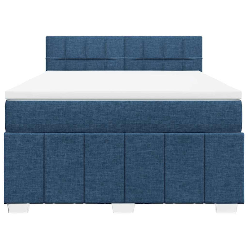 Pat box spring cu saltea, albastru, 140x200 cm, textil